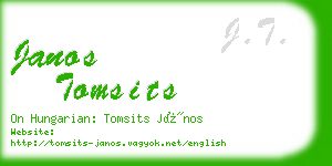 janos tomsits business card